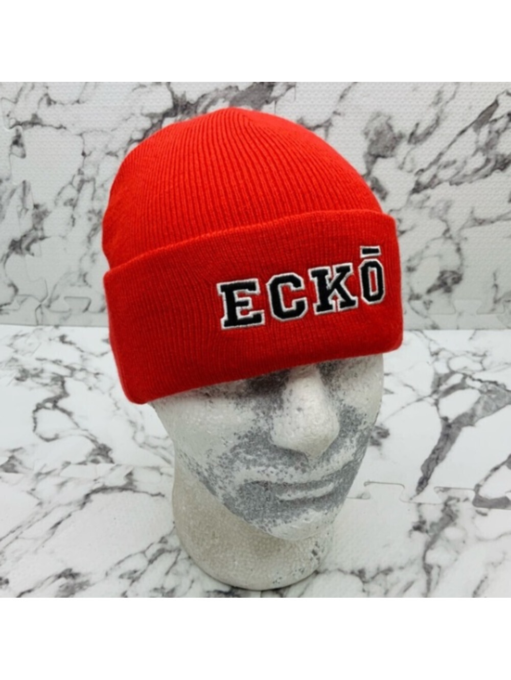 Men's Ecko Unlimited Red | White Designer Cuff Beanie NWT